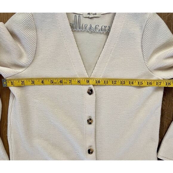 MADEWELL Ivory Flower Shaped Buttons Ottoman Rib Cardigan Size Small EUC‎ - Picture 4 of 13
